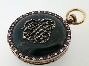 LEROY & FILS 114 ET 115 PALAIS ROYAL BLOOD STONE AND YELLOW GOLD 39 MM 1880´S