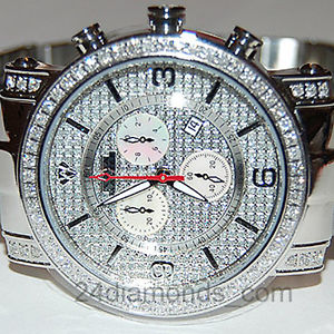 Aqua Master Power Chronograph 2.60 ct Diamond Bezel Mens Silver Watch