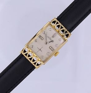 Vintage Jaeger LaCoultre 18K Yellow Gold Mens Watch , Diamond Numerals