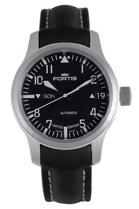 Fortis Men's 700.10.81 L.01 F-43 Flieger Automatic Black Leather Date Wristwatch