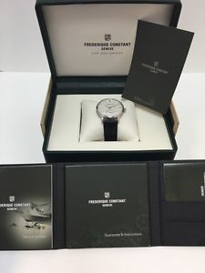 FREDERIQUE CONSTANT Slimline Silver Dial With Black Leather Strap