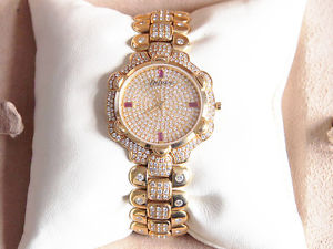 Wunderschöne Armbanduhr DeLaneau Gstaad; 18 Kt. Gold, Brillanten 5,6 ct