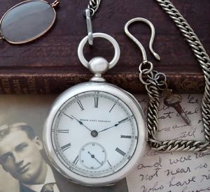 1885 Solid Silver Key Wind, Key Set 18 Size Elgin Pocket Watch - SERVICED