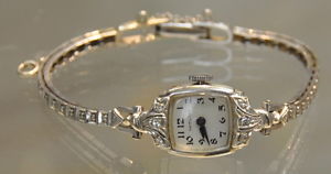 Vintage Ladies Diamond Hamilton Watch with 14k White Gold