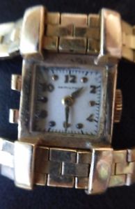 Vintage 14K Solid Gold Hamilton 911 Woman's Watch 1949 Custom Dual Gold Band