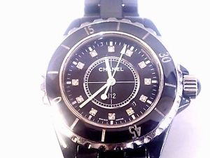 Chanel J12 Scratchless Black Ceramic Ladies With Diamonds w/o Box Papers