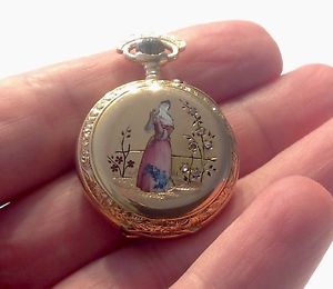 Antique 18k gold pocket watch enamel diamonds