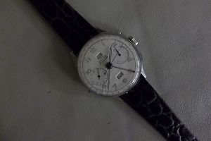 ANGELUS CHRONODATO, RESTORED, STAINLESS STEEL CASE, REFINISHED DIAL