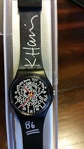 1985 Signed by Keith Haring Blanc Sur Noir Swatch Watch