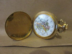 Arnex Hunter Pocket Watch Incabloc 17 Jewels Deer on Front
