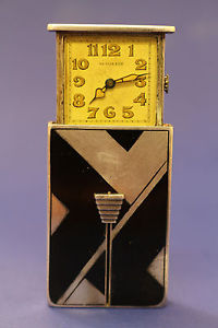 Vintage Art Deco Black Enamel Silver French Watch Autokeir Super Rare Working