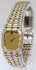 Audemars Piguet Ladies Bamboo 18k White & Yellow Gold Quartz Watch & Box