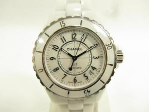 Auth CHANEL J12 Wristwatch Stainless Steel White Ceramic H0970 Automatic