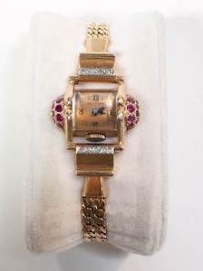 Vintage Paul Ditsheim 14kt Rose Gold Ruby & Diamond Watch
