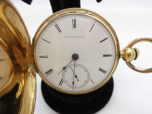 ANTQUE APPLETON TRACEY 18K GOLD 18S HUNTER CASE POCKET WATCH,RUNS,FOGGS PATENT