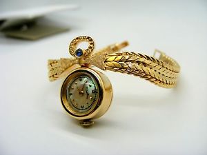 Ladies Vintage 14k Yellow Gold Diamond Watch Bracelet