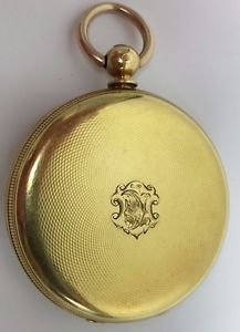 1870 Swiss Geneva Barbridge 18k Key Wind Key Set Engine Turned Case Pocket Watch