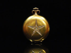 ANTIQUE ORIGINAL 14K GOLD DIAMOND POCKET WATCH
