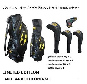 BATMAN GOLF CART CADDY BAG & HEAD COVER 5-PIECE SET LIMITED EDITION Japan