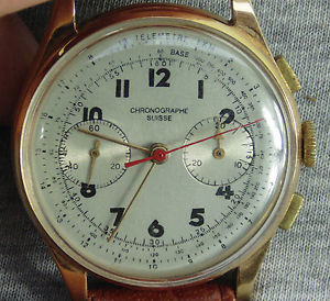 VINTAGE CHRONOGRAPHE SUISSE SWISS MADE SOLID 18K 750 ROSE GOLD WRIST WATCH