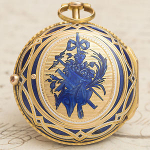 Antique mid-XVIII GOLD & ENAMEL Verge Fusee Pocket Watch by Charles Le Roy