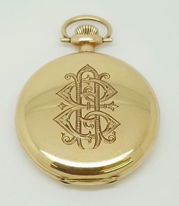 Antique 14k Solid Yellow Gold Elite Wadsworth 17 Jewels Pocket Watch 43 MM Case