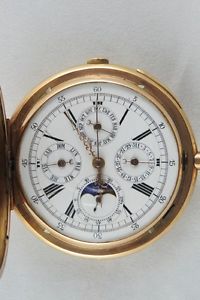 FINE 18K GOLD, minute repeater, calendar, moon phase & chronograph POCKET WATCH