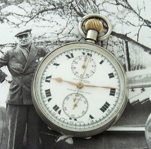 RARE 1927 Sterling Lemania Accuraspeed Race Chronograph Pocket Watch - SERVICED