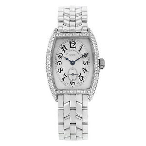 Franck Muller Chronometro 25mm 18K Oro Blanco & Diamantes De Cuerda Mujer Reloj