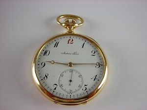 Antique Antoine Freres 20 jewels High grade 16s 14k solid gold pocket watch.