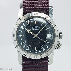 Vintage Glycine Airman Military GMT Watch! 60's Era Military Pilots Watch! Rare!