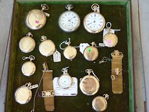 Watchmakers Pocketwatch Group Elgin Waltham Hampden Gold Filled Hunter Cases