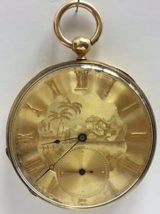Antique (Early 1800's) L. Perret Muller Geneva 18k Gold Engraved Pocket Watch