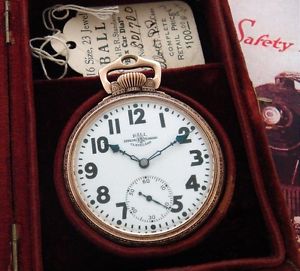 RARE 1928 16 Size 23 Jewel Ball-Illinois Pocket Watch w/Box, Papers - SERVICED