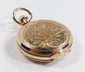 14K Yellow Gold Antique 1890-1899 Elgin Double Hunter Pocket Watch - 38.8 grams