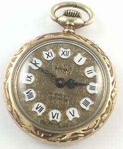 Vintage Arnex France 14k Yellow Gold 17J Open Face Richly Engraved Pocket Watch