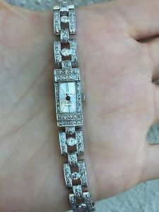 VINTAGE ART DECO PLATINUM DIAMOND WATCH  6.5"